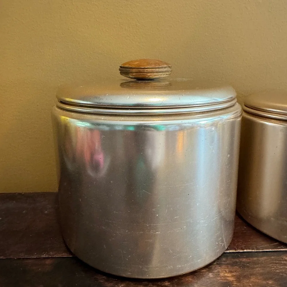 Vintage Mirro Pink Aluminum Canister Set 3‎ Piece Kitchen Storage Containers USA